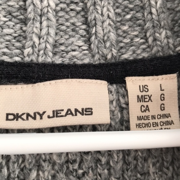 DKNY | Women’s cotton blend shawl collar sweater. Light gray, size L - Picture 2 of 7